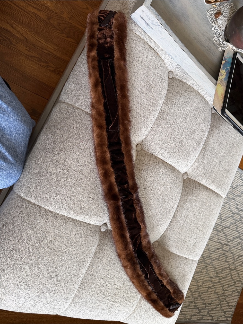 Vintage Mink Fur Scarf Brown Genuine Fur 35” Clip Closure - Picture 7 of 8